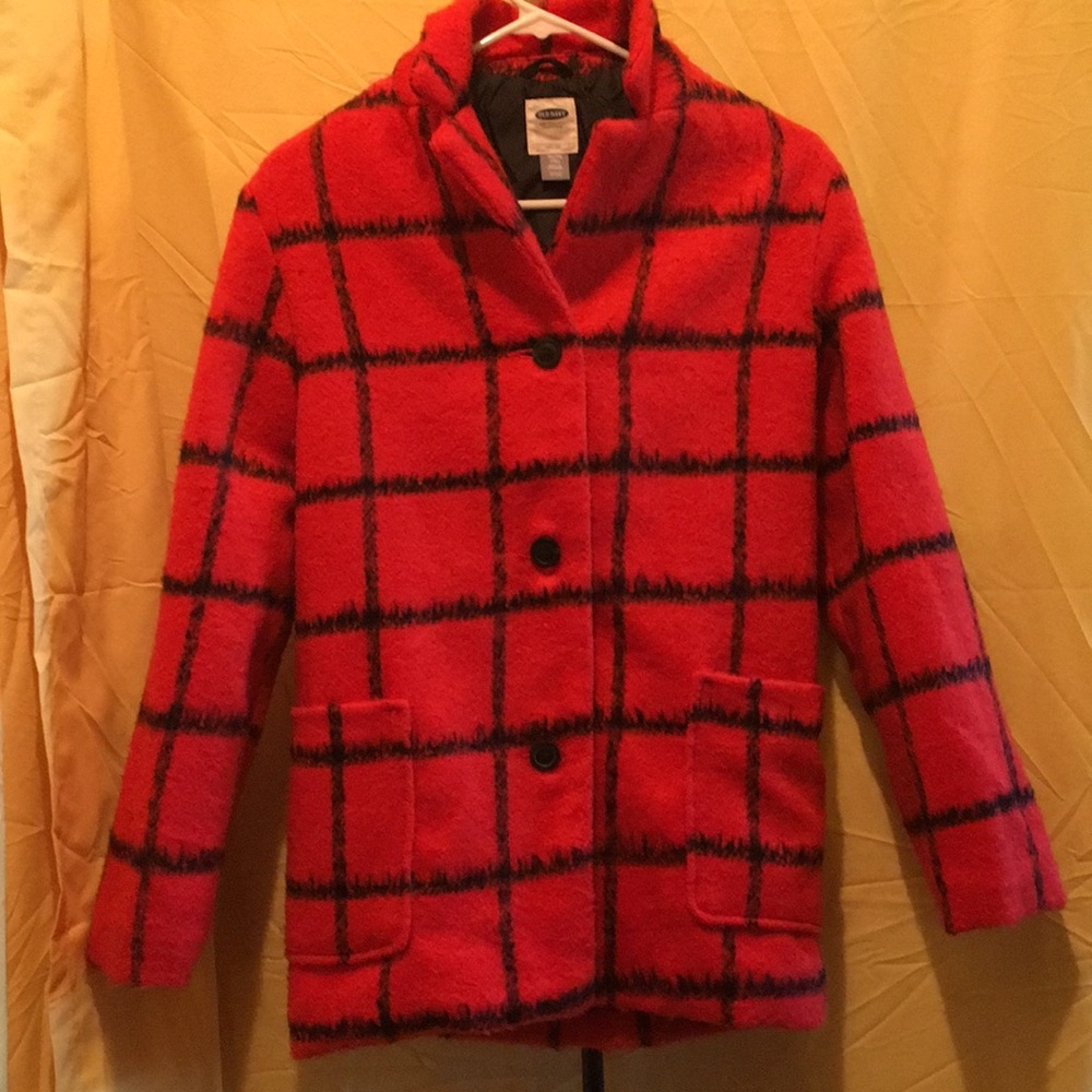 New Red & black wool coat